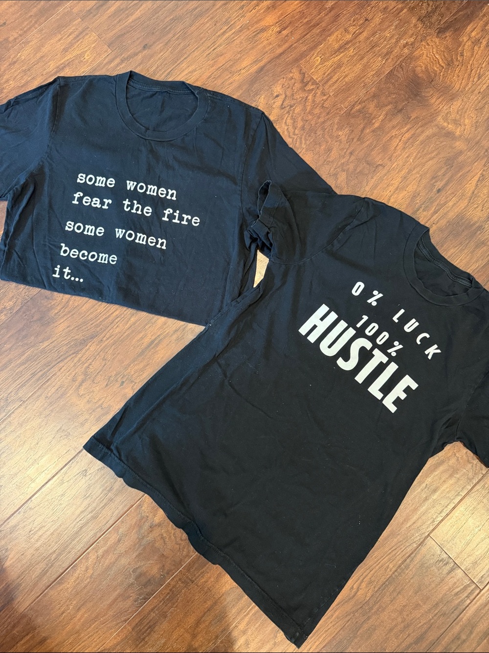 Bundle of (2) Black Graphic Women’s Tees - Inspirational Slogans- Size M - Picture 2 of 3